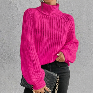 Damen Pullover Mit Waffelstrickmuster | Rollkragen