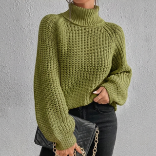 Damen Pullover Mit Waffelstrickmuster | Rollkragen