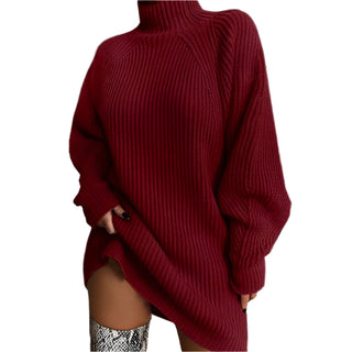 Damen Pulloverkleid Mit Grobstrick | Rollkragen