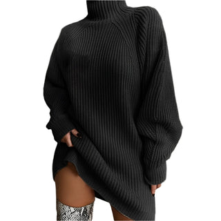 Damen Pulloverkleid Mit Grobstrick | Rollkragen