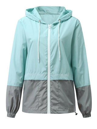 Damen Regenjacke Mit Farbblock | Kapuzen