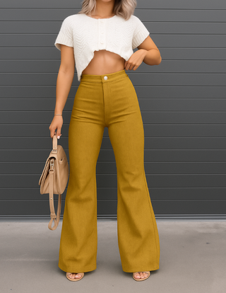 Damen Schlaghose Mit Hohem Bund | Hose