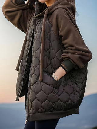 Damen Steppjacke Mit Kapuze | Wellensteppung