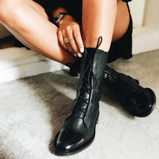 Damen Stiefeletten Mit Lederoptik & Schnürung
