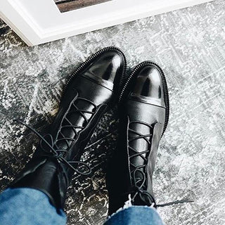 Damen Stiefeletten Mit Lederoptik & Schnürung