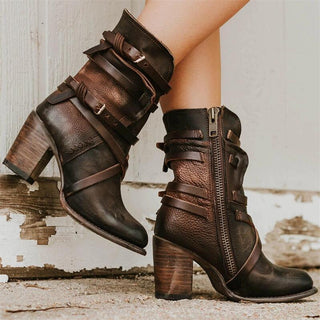 Damen Stiefeletten Mit Riemendesign & Metallzip
