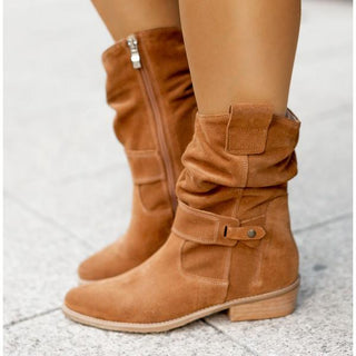 Damen Stiefeletten Mit Slouch-Design & Wildleder