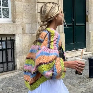 Damen Strickjacke Mit Ballonärmeln | Kurz