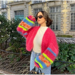 Damen Strickjacke Mit Ballonärmeln | Kurz