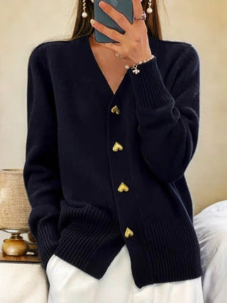 Damen Strickjacke Mit Herzknöpfen | Langarm