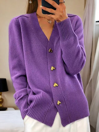 Damen Strickjacke Mit Herzknöpfen | Langarm