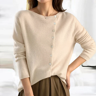 Damen Strickjacke Mit Knöpfen | Bootausschnitt