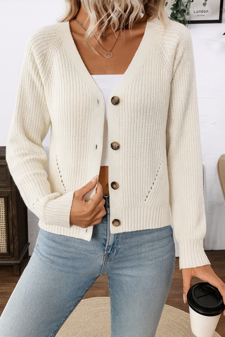 Damen Strickjacke Mit Rippenmuster | Langarm
