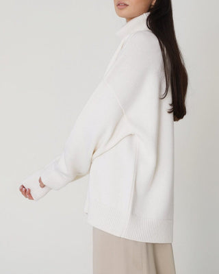 Damen Strickpullover Mit Hohem Rollkragen & Langarm