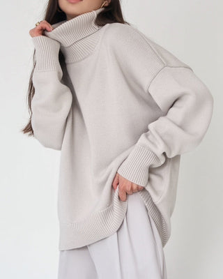 Damen Strickpullover Mit Hohem Rollkragen & Langarm