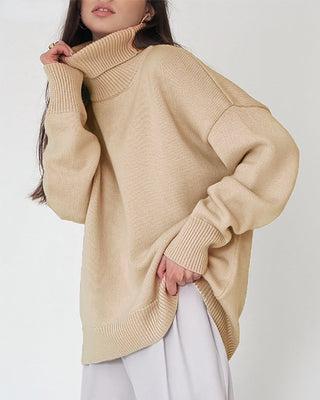 Damen Strickpullover Mit Hohem Rollkragen & Langarm