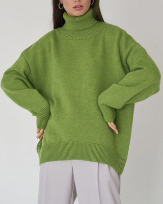 Damen Strickpullover Mit Hohem Rollkragen & Langarm