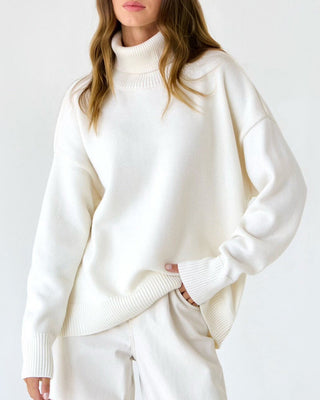 Damen Strickpullover Mit Hohem Rollkragen & Langarm