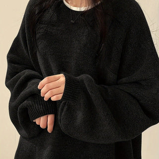 Damen Strickpullover Mit Rundhalsausschnitt