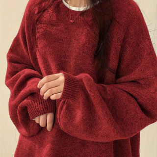 Damen Strickpullover Mit Rundhalsausschnitt