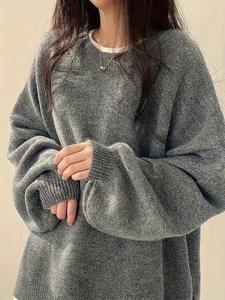 Damen Strickpullover Mit Rundhalsausschnitt