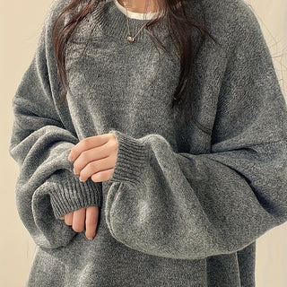 Damen Strickpullover Mit Rundhalsausschnitt