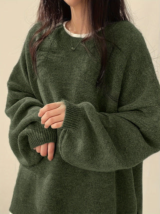 Damen Strickpullover Mit Rundhalsausschnitt