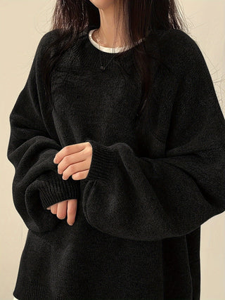 Damen Strickpullover Mit Rundhalsausschnitt