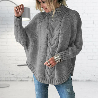 Damen Strickpullover Mit Zopfmuster & Stehkragen