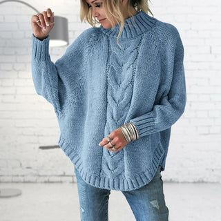 Damen Strickpullover Mit Zopfmuster & Stehkragen