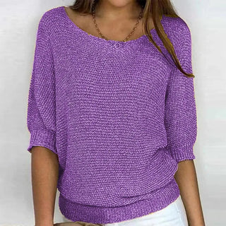 Damen Strickpullover mit Halblangen Ärmeln