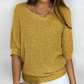 Damen Strickpullover mit Halblangen Ärmeln