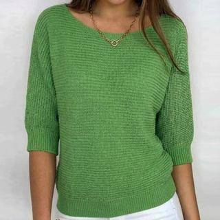Damen Strickpullover mit Halblangen Ärmeln