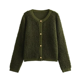 Damen Teddy Jacke Mit Knöpfen | Kurz