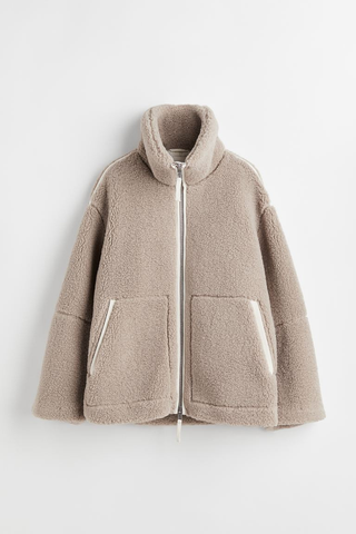 Damen Teddy Jacke Mit Reißverschluss | Kurz