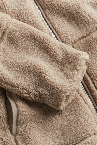 Damen Teddy Jacke Mit Reißverschluss | Kurz