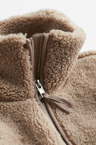 Damen Teddy Jacke Mit Reißverschluss | Kurz