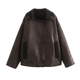 Damen Teddy Jacke Mit Reverskragen | Kurz