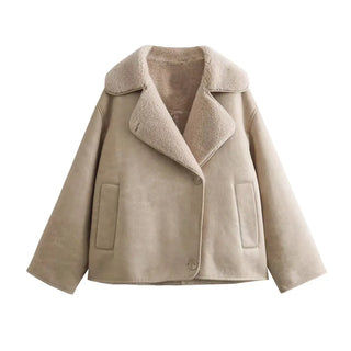 Damen Teddy Jacke Mit Reverskragen | Kurz