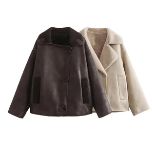 Damen Teddy Jacke Mit Reverskragen | Kurz