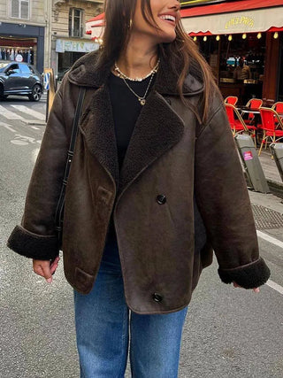 Damen Teddy Jacke Mit Reverskragen | Kurz