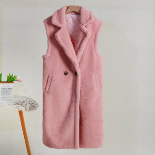 Damen Teddy Mantel Ärmellos | Lang