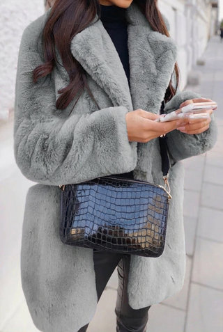 Damen Teddy Mantel Mit Geradem Schnitt | Lang