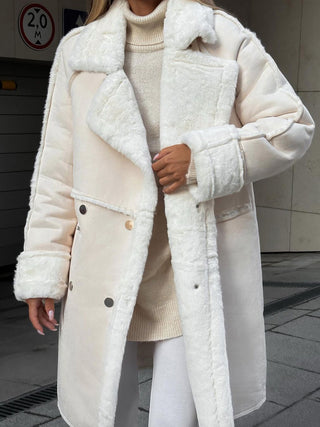 Damen Teddy Mantel Mit Knöpfen | Lang