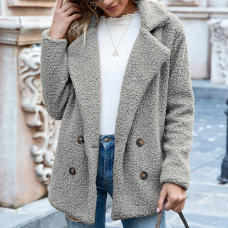 Damen Teddy Mantel Mit Knopfleiste | Kurz