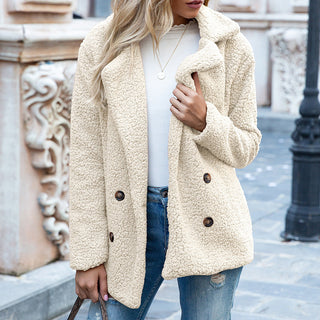 Damen Teddy Mantel Mit Knopfleiste | Kurz