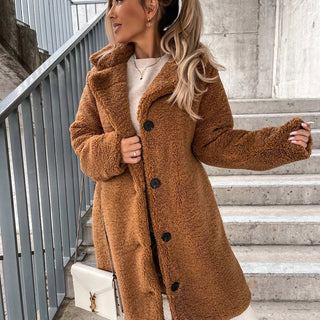 Damen Teddy Mantel Mit Kragen | Lang