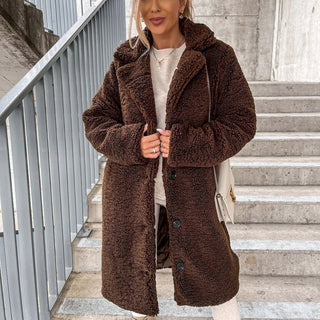 Damen Teddy Mantel Mit Kragen | Lang