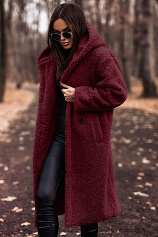 Damen Teddy Mantel Offen | Lang