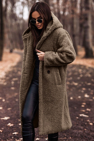 Damen Teddy Mantel Offen | Lang